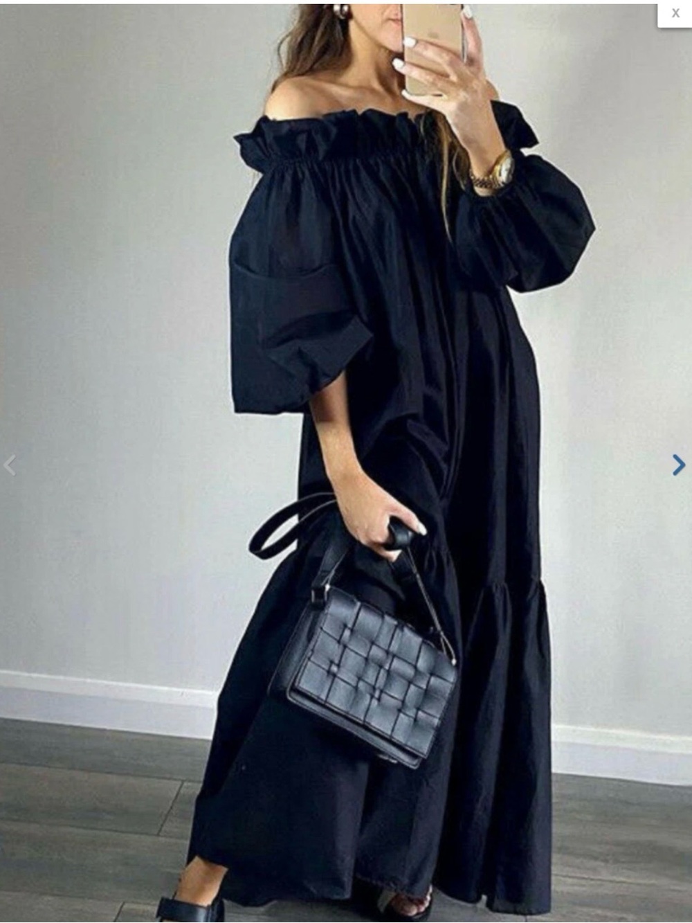 H&M Black Off-Shoulder Maxi Dress